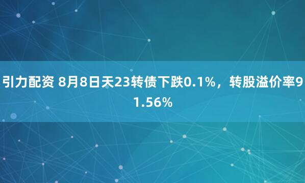 引力配资 8月8日天23转债下跌0.1%，转股溢价率91.56%